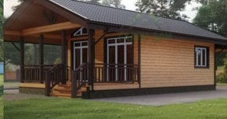 Проект одноэтажного дома из бруса с террасой - Строительство в Сланцах от Строй-Мск от 132730 руб.